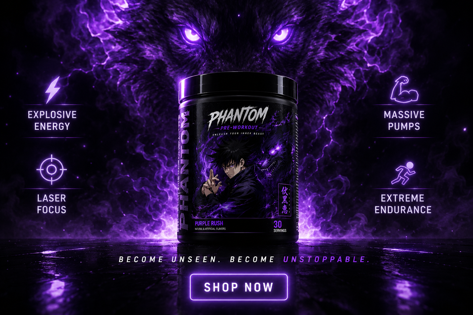 Phantom pre-workout cinematic hero